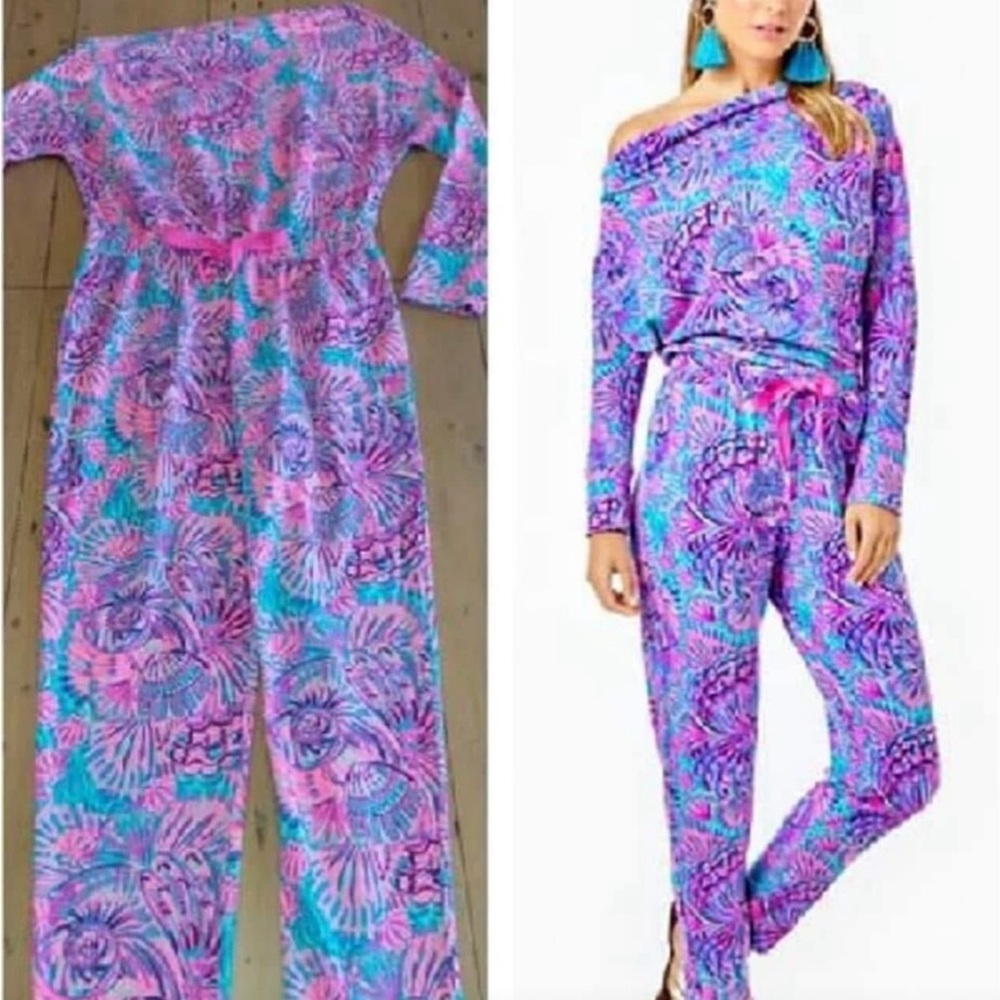 Lilly Pulitzer Vibrant Purple and Blue Women's Jumpsuit